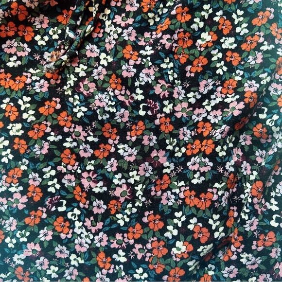 Wild Fable Black Floral Dress Puff Sleeves Key Hole Opening w/ Tie Size Small - Picture 6 of 8